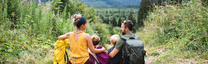 Family enjoying a hike in Brighton, Utah